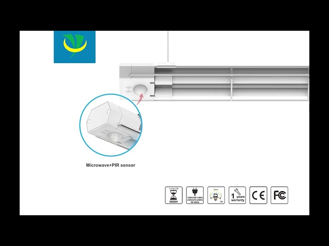 Bedrijfsvideo's over 254nm 40W UVC LED Germicidal Lamp Quartz Tube Microwave Sensors